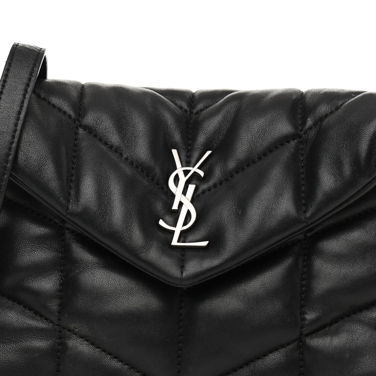 Lambskin Quilted Toy Loulou Puffer Monogram Chain Satchel Black