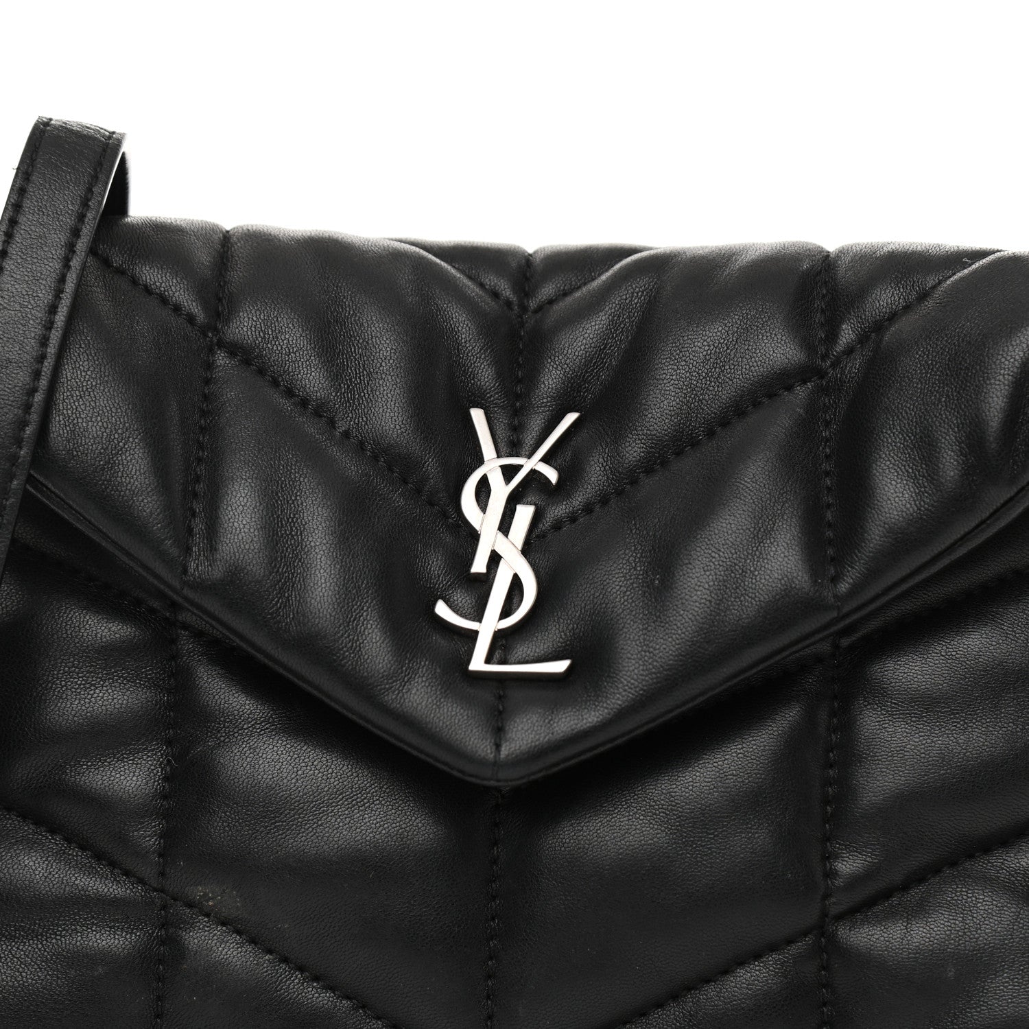 Saint Laurent Lambskin Quilted Toy Loulou Puffer Monogram Chain Satchel Black 13 of 13