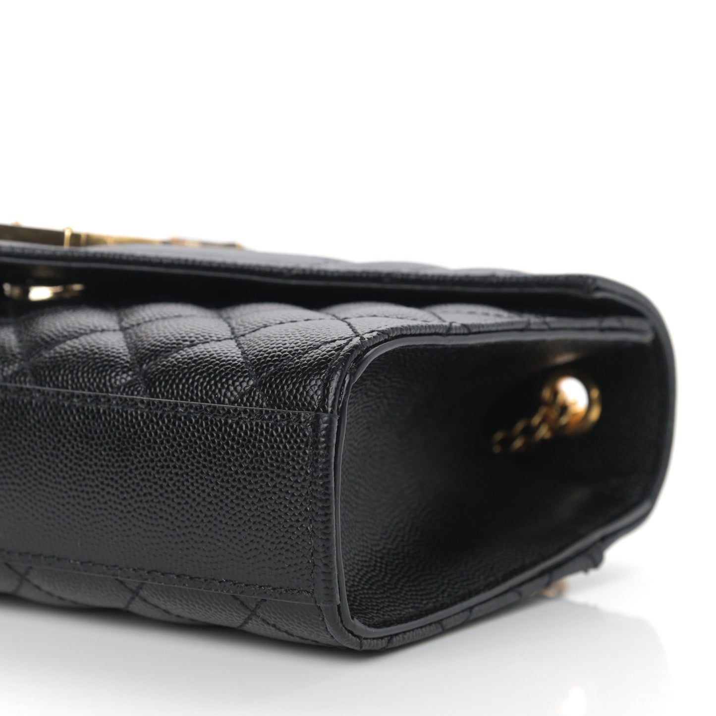 Grain De Poudre Textured Mixed Matelasse Triquilt Small Monogram Satchel Black