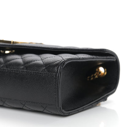Saint Laurent Grain De Poudre Textured Mixed Matelasse Triquilt Small Monogram Satchel Black 9 of 10