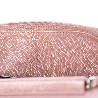 Chanel Metallic Caviar Chevron Quilted Vintage Mademoiselle Wallet On Chain WOC Pink 7 of 11