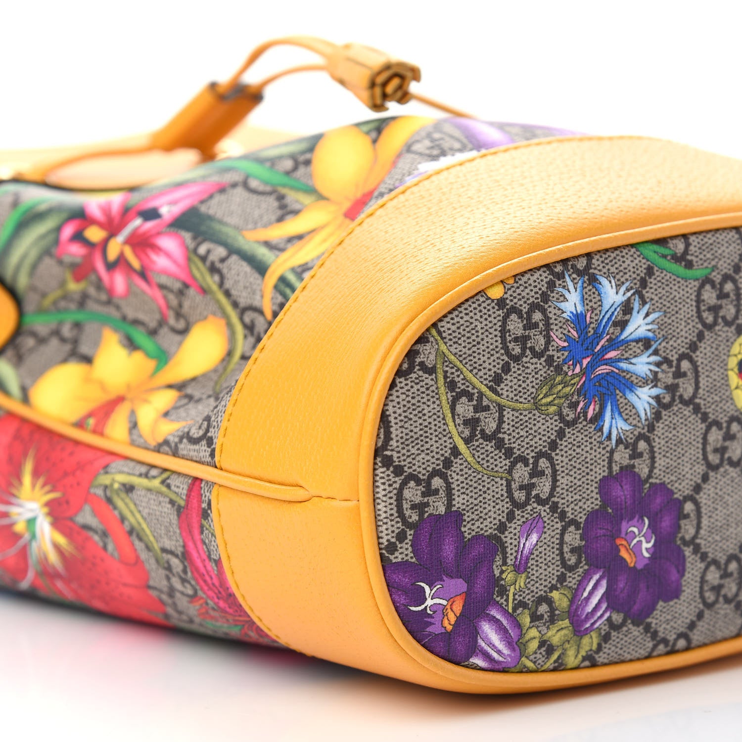 Gucci GG Supreme Monogram Flora Small Ophidia Bucket Bag Beige Multicolor Crop 8 of 9