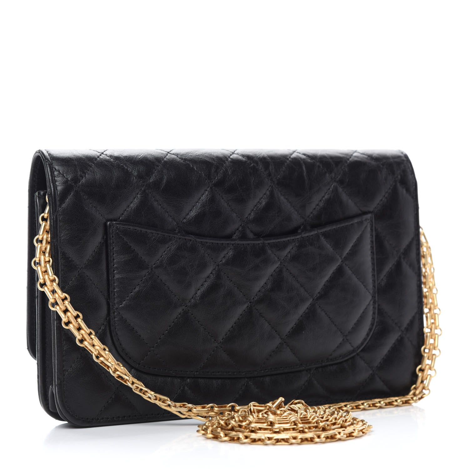 Chanel Aged Calfskin Quilted Reissue Wallet On Chain WOC Black 3 of 12