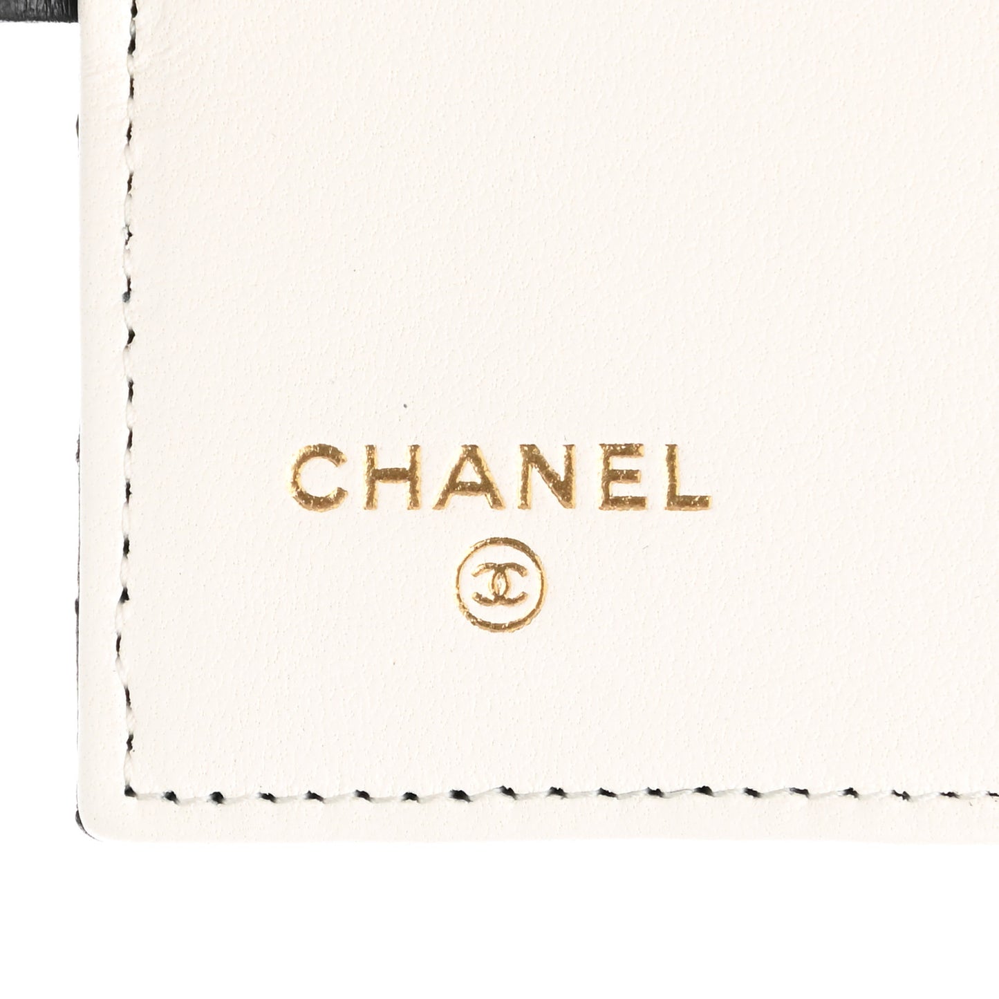 Lambskin Quilted Book Card Holder on Chain Black