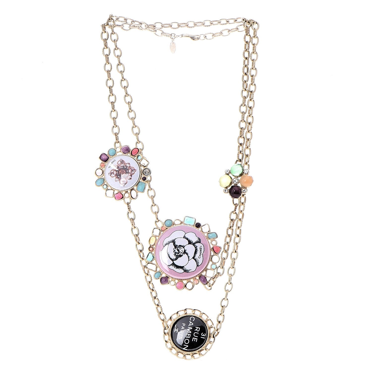 Chanel Gripoix Poured Glass Rue Cambon Necklace Gold 3 of 9