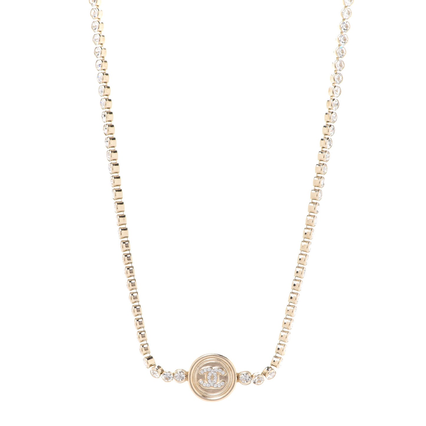 Crystal CC Chain Short Necklace Gold