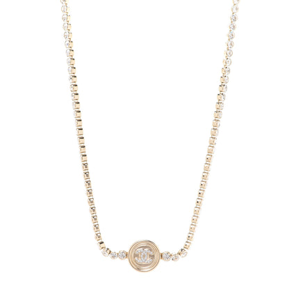 Chanel Crystal CC Chain Short Necklace Gold 1 of 6