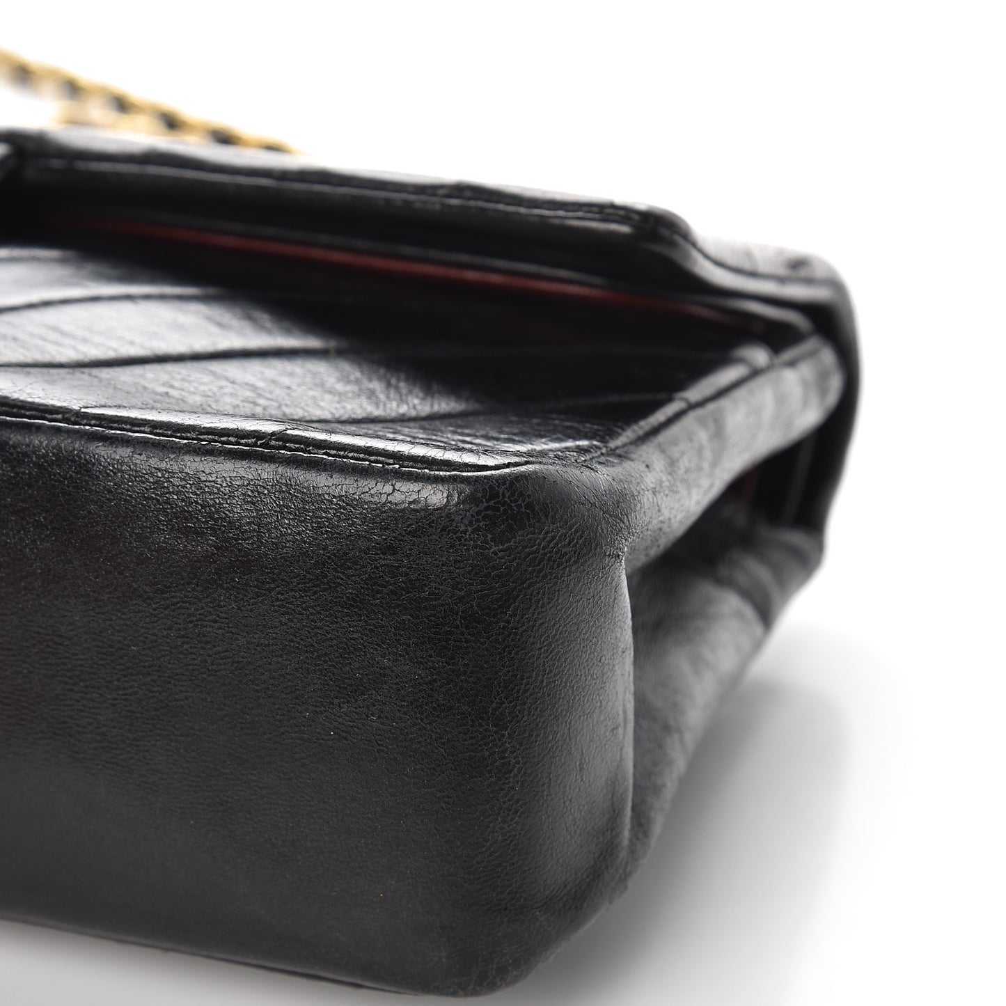 Lambskin Chevron Quilted Medium Double Flap Black