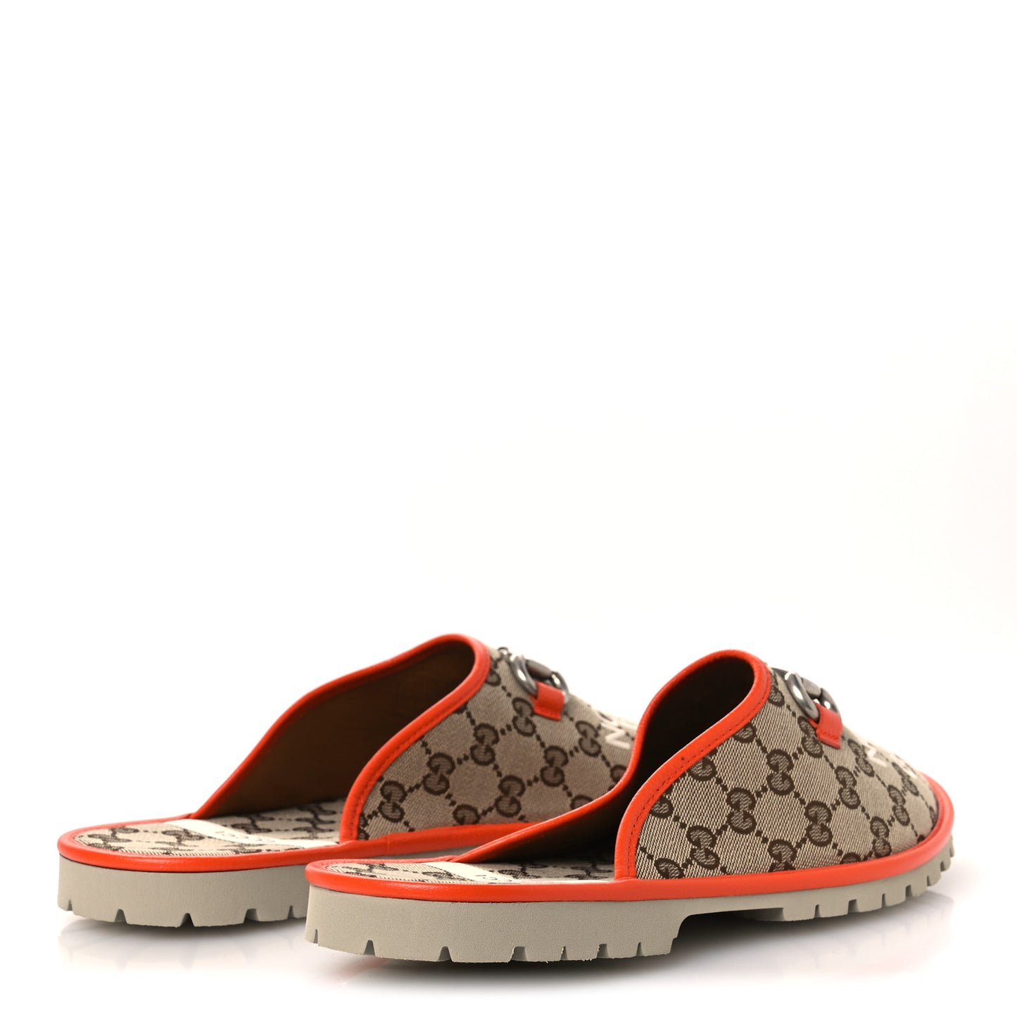 x NORTH FACE Canvas GG Monogram Clog Mules 10 Beige Mystic White Deep Orange