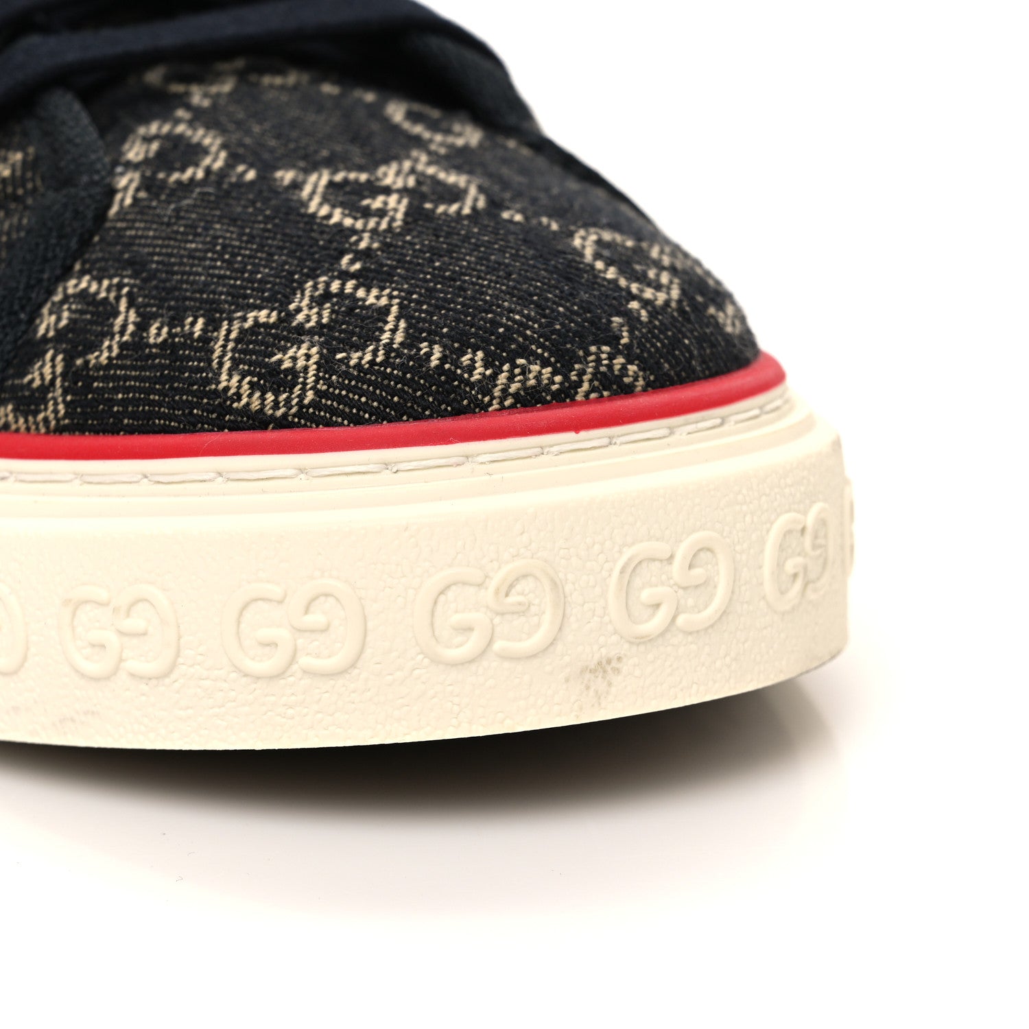 Gucci New Denim GG Monogram Web Mens 1977 Tennis High Top Sneakers