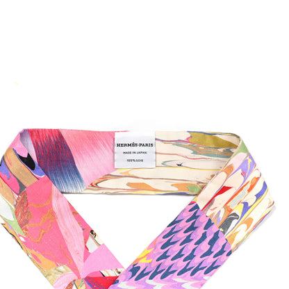 Hermes Silk Marble Silk Twilly Rose Vert Violet 4 of 4