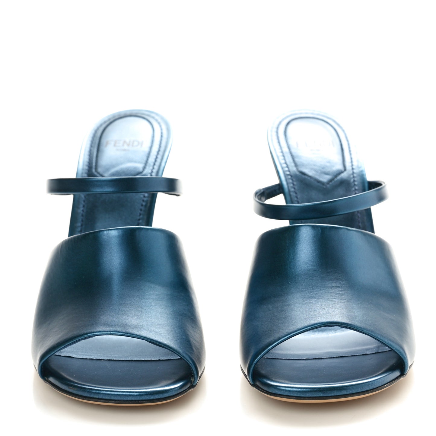 Metallic Calfskin Fendi First 95mm Slide Sandals 37 Perfect