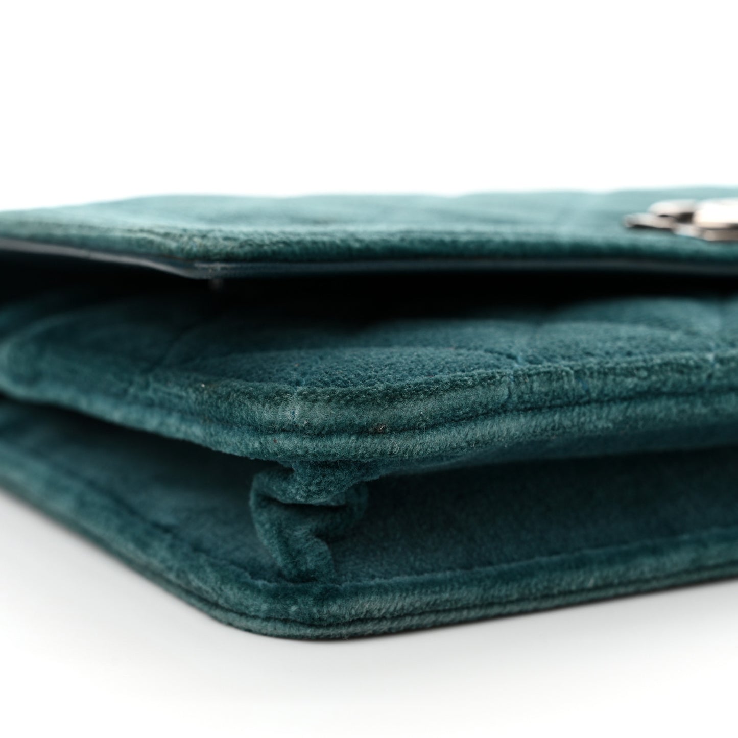 Velvet Quilted Boy Wallet On Chain WOC Teal