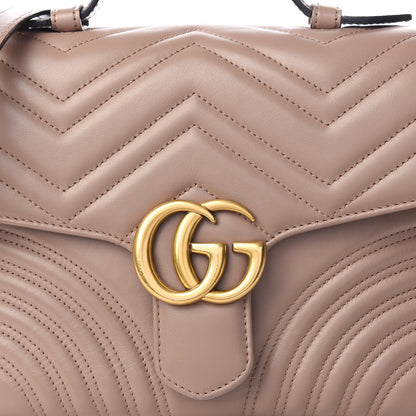 Gucci Calfskin Matelasse Small GG Marmont Top Handle Shoulder Bag Porcelain Rose 10 of 11