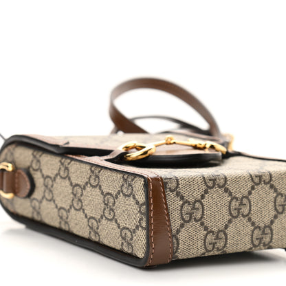 Gucci GG Supreme Monogram Mini Horsebit 1955 Crossbody Bag Beige Brown Sugar 9 of 11
