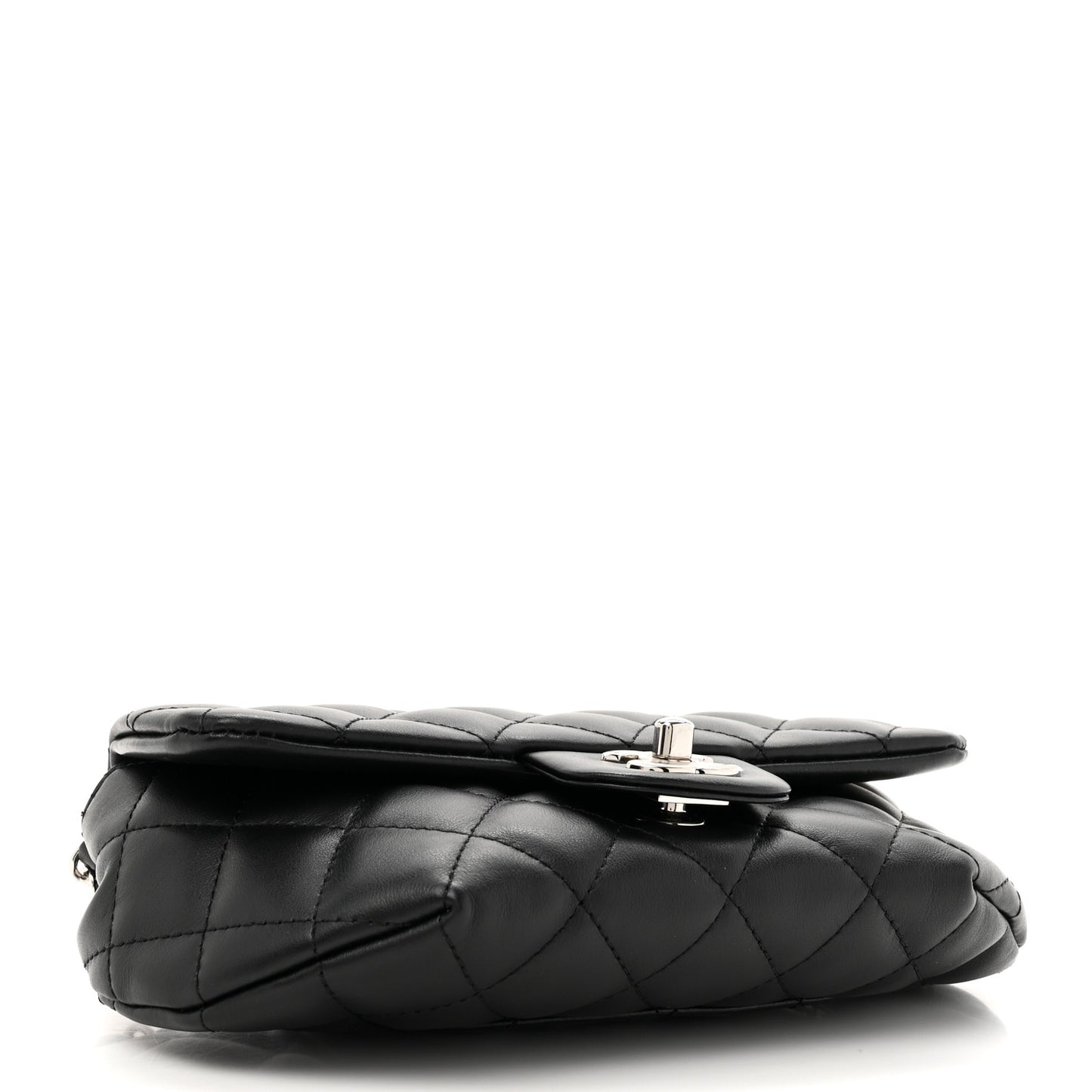 Calfskin Quilted CC Uniform Flap Belt Bag Black