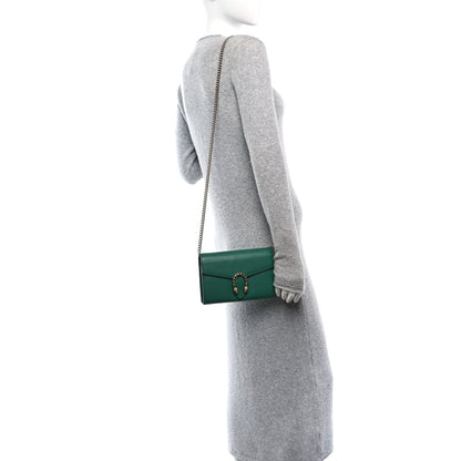 Gucci Calfskin Mini Dionysus Chain Wallet Emerald 2 of 10