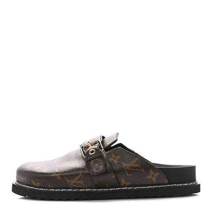 Louis Vuitton Patent Monogram Womens Cosy Flat Comfort Clog Mules 38 Brown 1 of 8