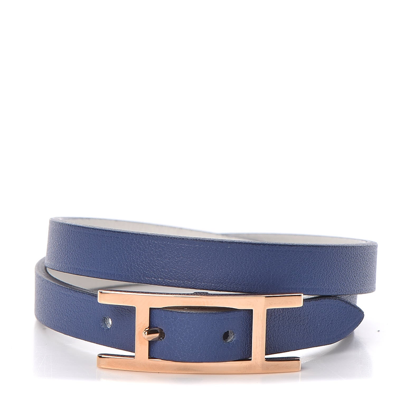 Hermes Swift Behapi Double Tour Bracelet T2 Bleu Brighton Blanc 1 of 5