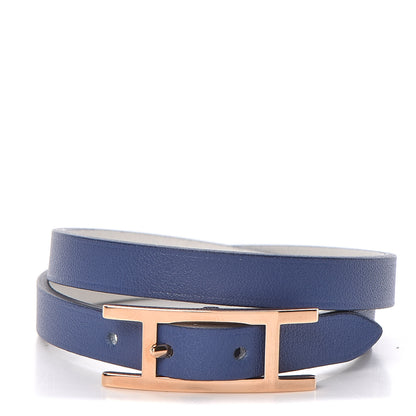 Hermes Swift Behapi Double Tour Bracelet T2 Bleu Brighton Blanc 1 of 5
