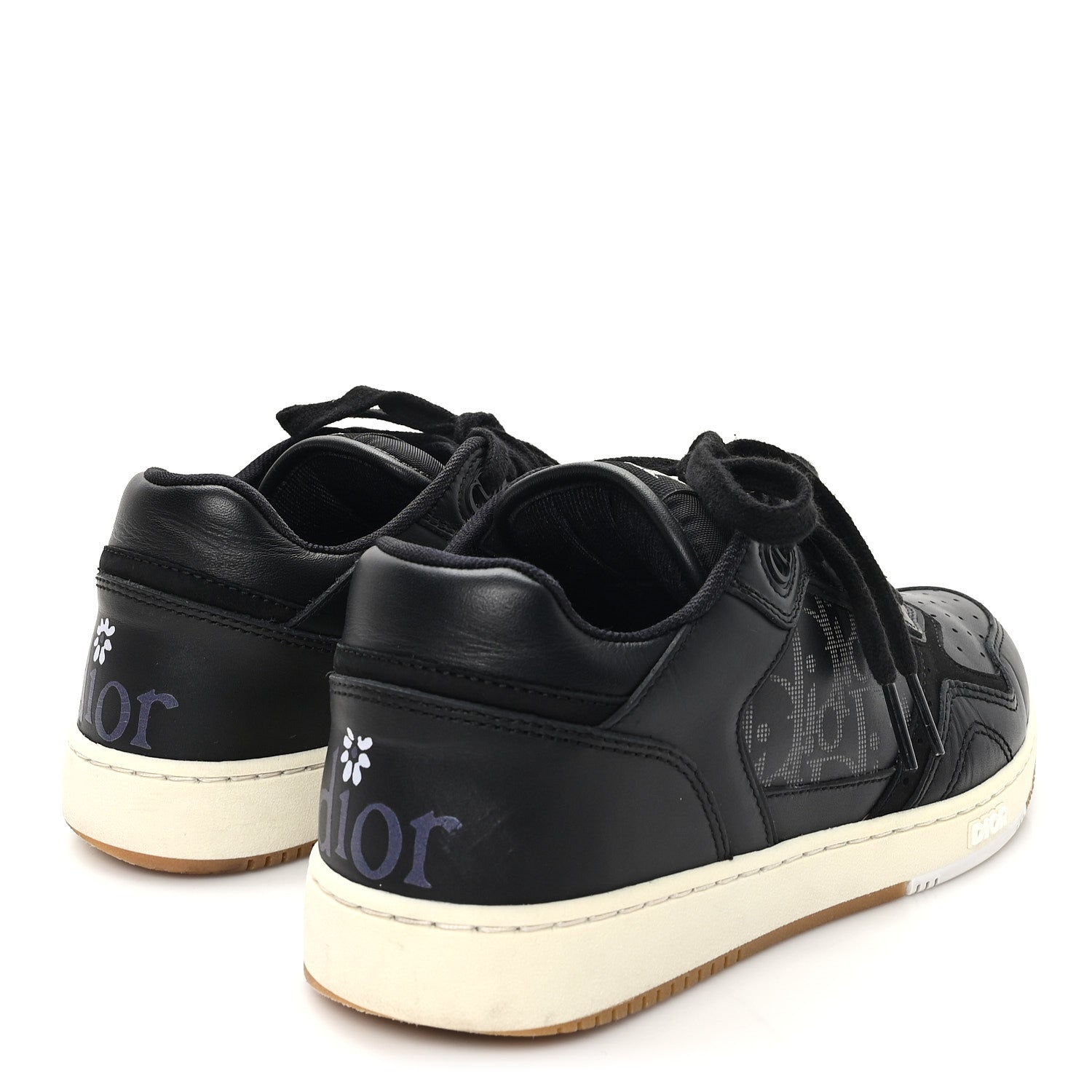 Christian Dior Smooth Calfskin Oblique Perforated Mens B27 Low Top Sneakers 39 Black Grey 5 of 10