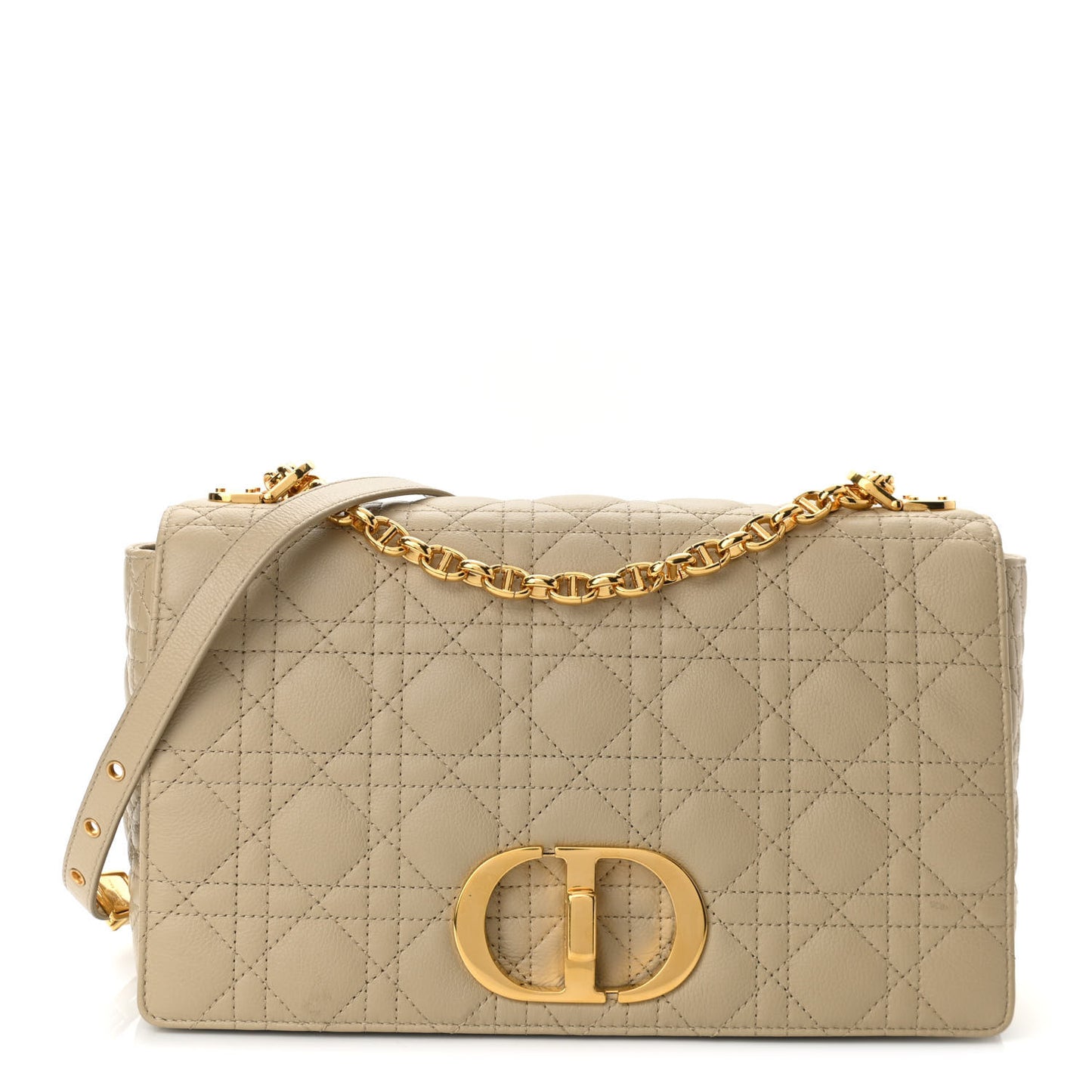 Supple Calfskin Cannage Large Caro Bag Beige