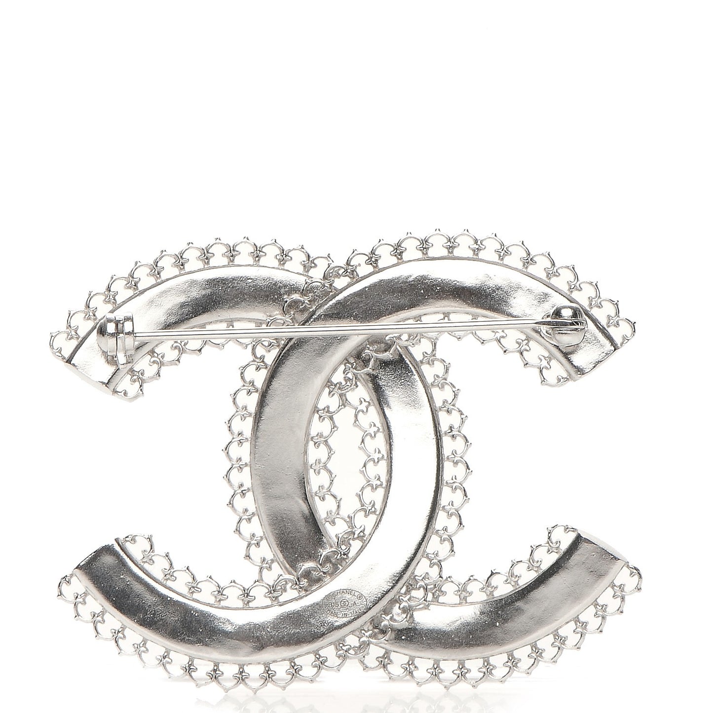 Large Scalloped CC Brooch Silver