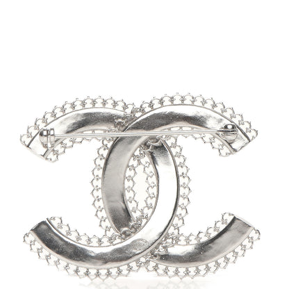 Chanel Large Scalloped CC Brooch Silver 3 of 4