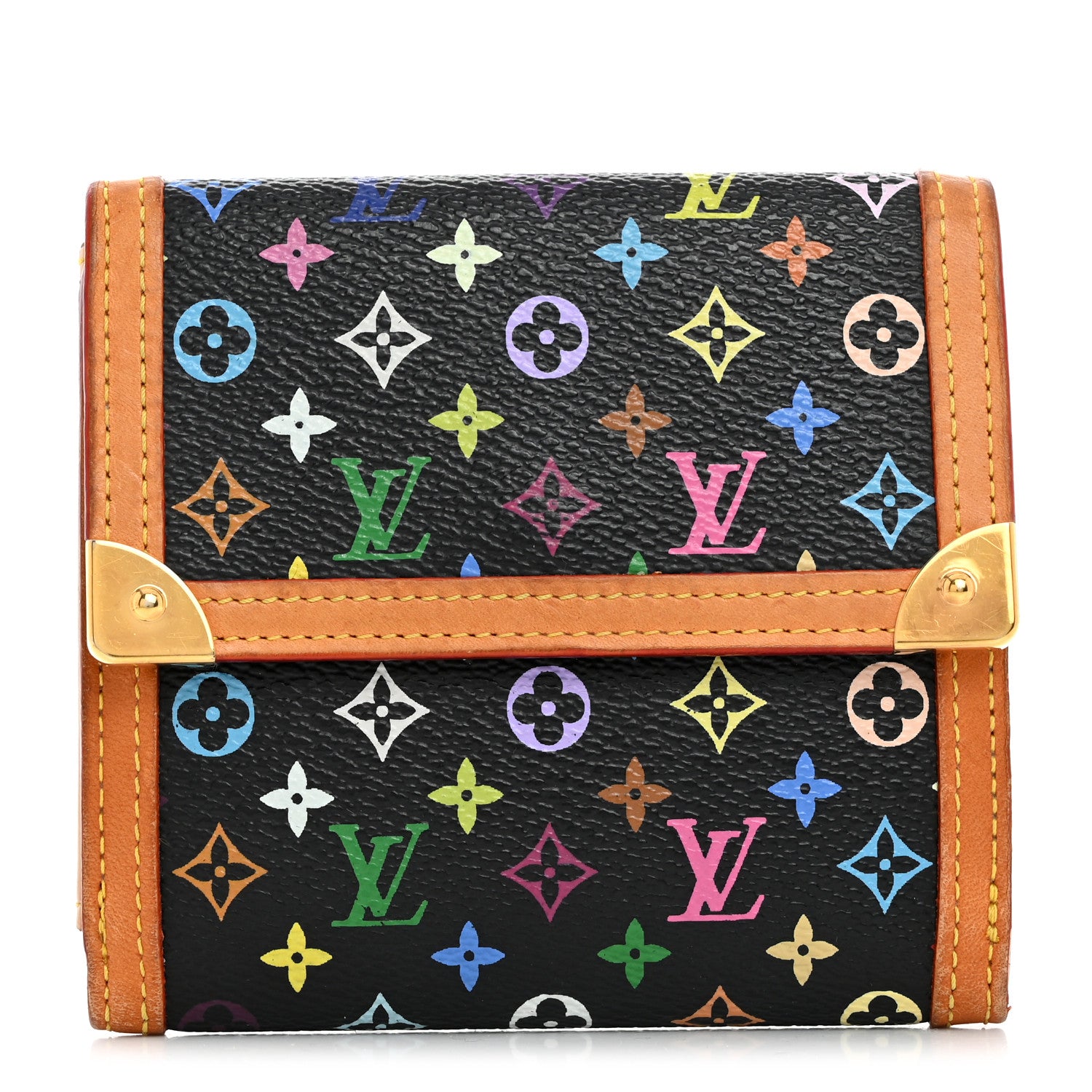 Louis Vuitton Monogram Multicolor Porte-Monnaie Billets Wallet Black 1 of 7
