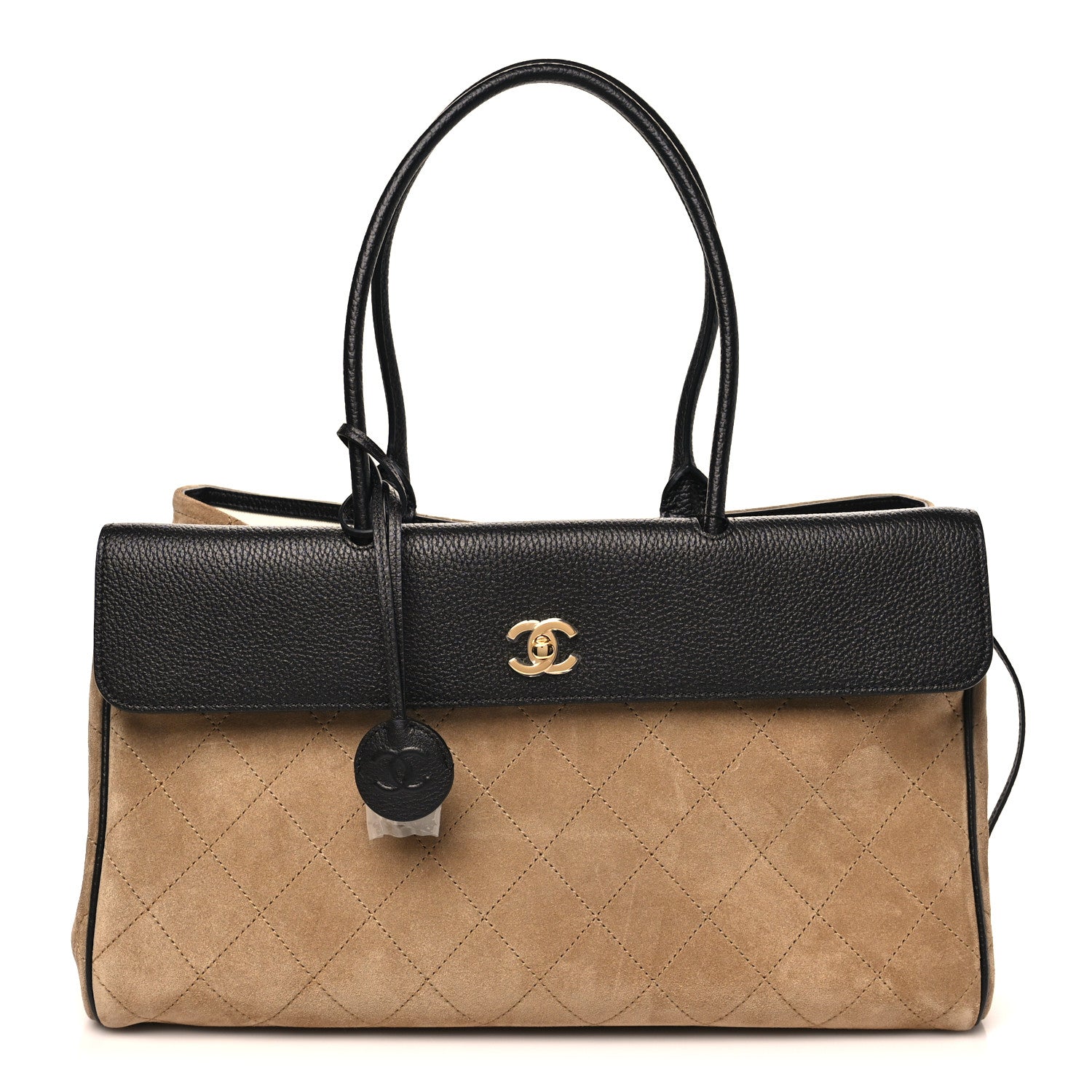 Chanel Grained Calfskin Suede Urban Essentials Large Shopping Bag Dark Beige Black Dark Beige Black 1 of 10