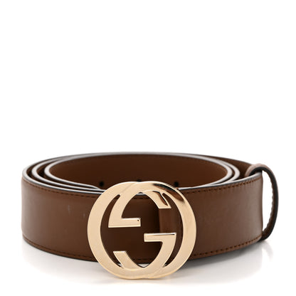 Gucci Calfskin Interlocking G 37mm Belt 95 38 Nut Brown 1 of 5