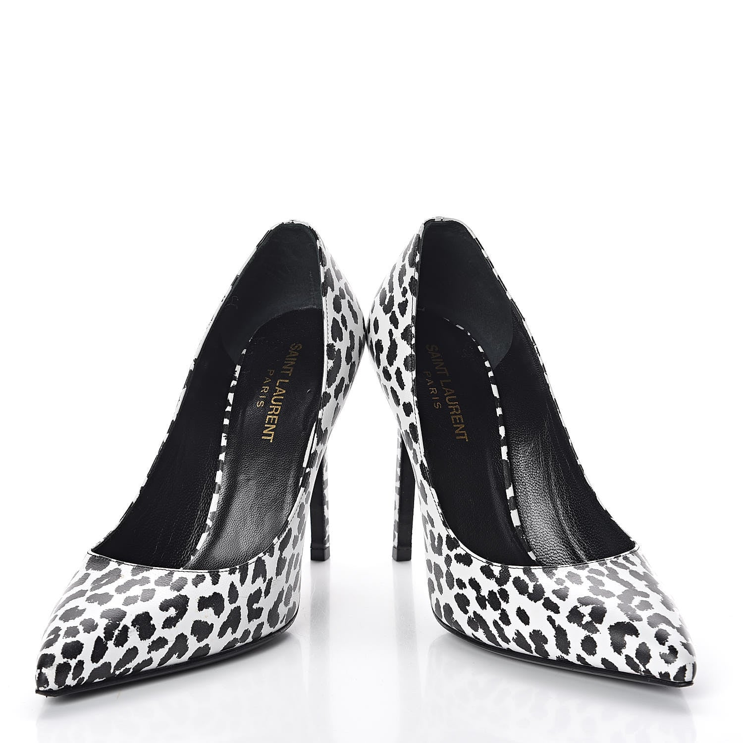Saint Laurent Soft Calfskin Baby Cat Paris 105 Pumps 37.5 White Black 6 of 10