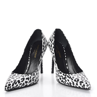 Saint Laurent Soft Calfskin Baby Cat Paris 105 Pumps 37.5 White Black 6 of 10
