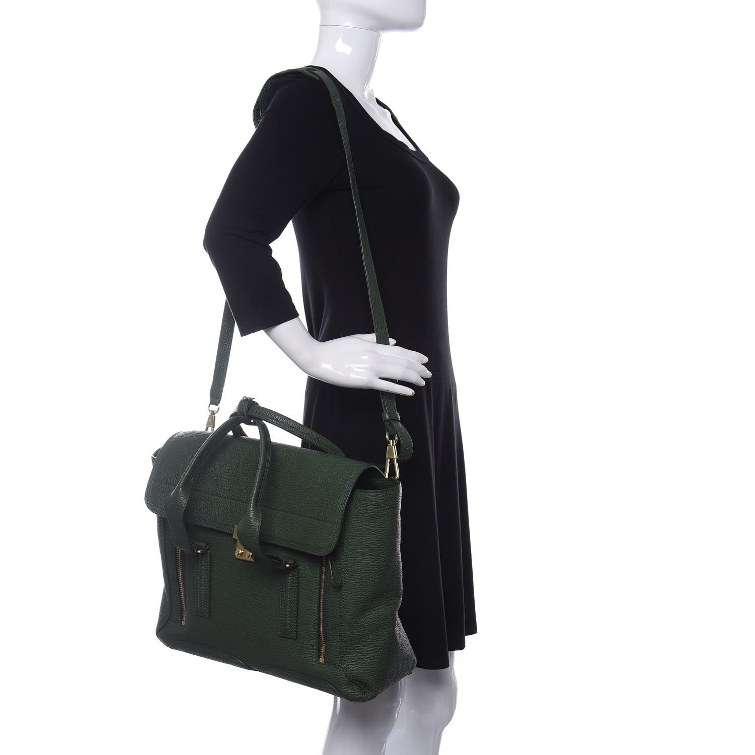 3.1 Phillip Lim Textured Calfskin Large Pashli Satchel Jade 2 of 13