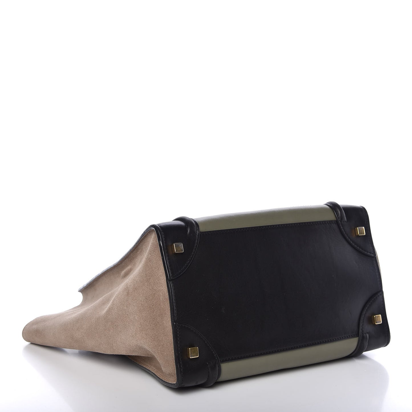 Satin Calfskin Suede Mini Tri-Color Luggage Almond