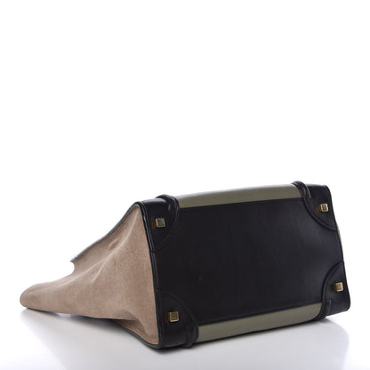 Celine Satin Calfskin Suede Mini Tri-Color Luggage Almond 4 of 13