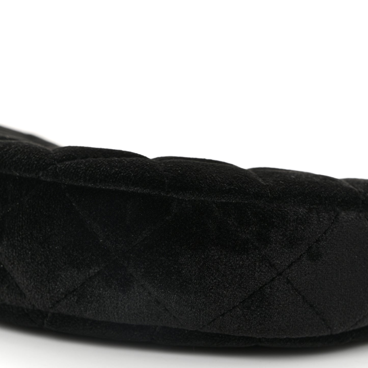 Velvet Crystal Quilted Chain Hobo Black