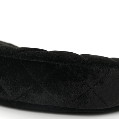 Chanel Velvet Crystal Quilted Chain Hobo Black 10 of 11