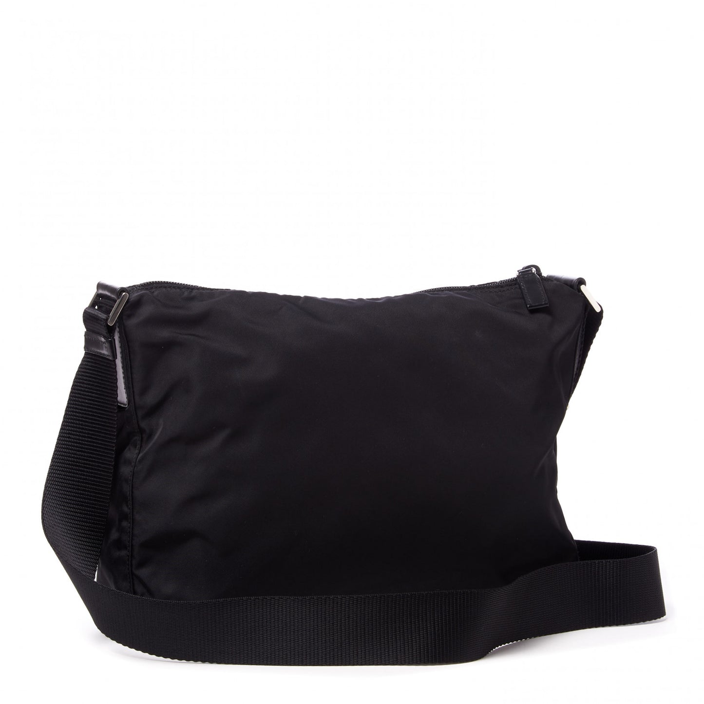 Nylon Flat Messenger Bag Black