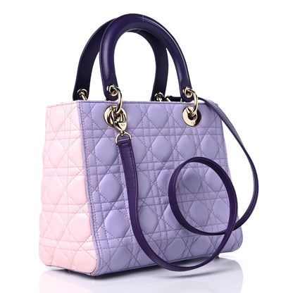 Christian Dior Lambskin Cannage Medium Tri-Color Lady Dior Purple Light Pink 3 of 16