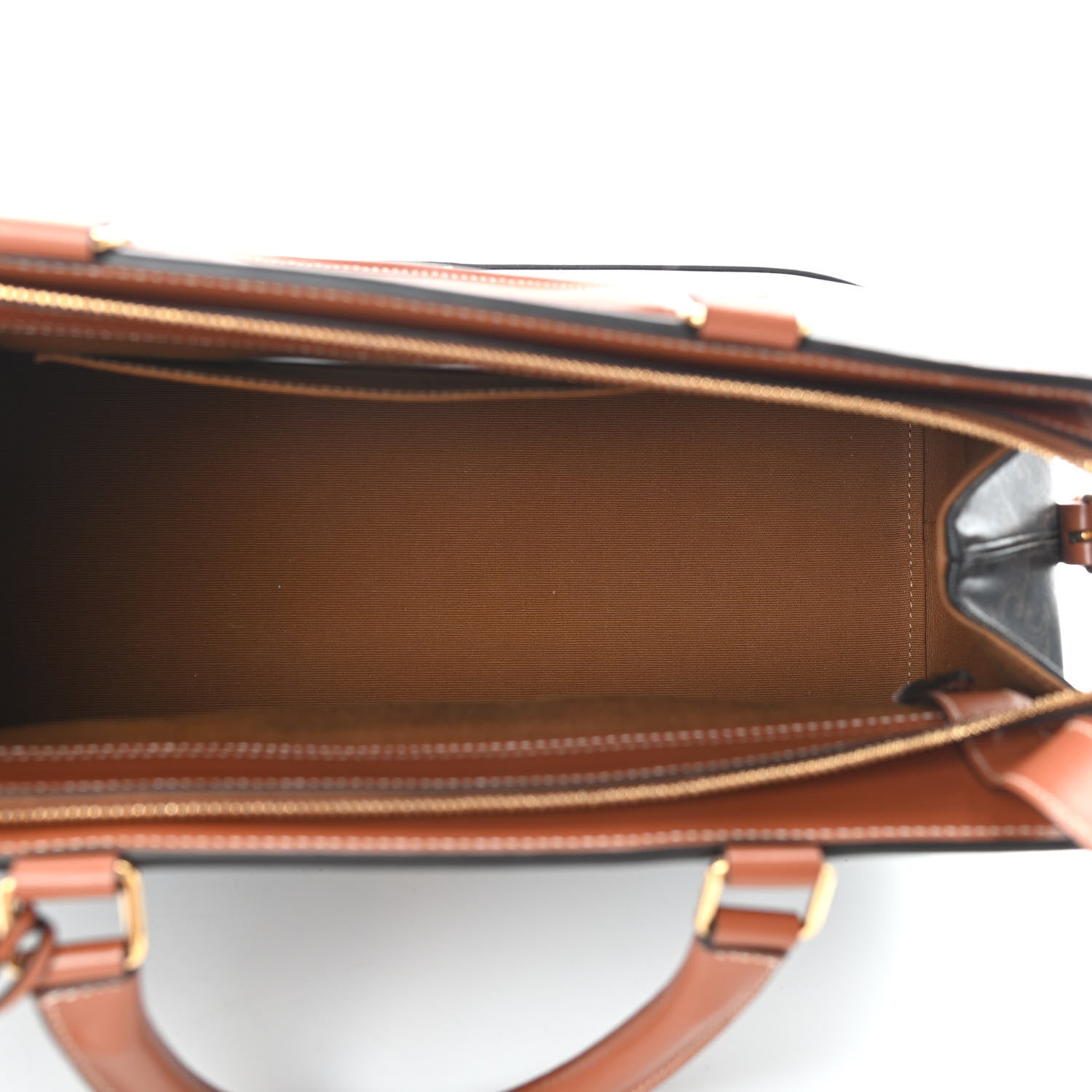 Celine Triomphe Canvas Calfskin Cabas De France Handbag Tan 7 of 8