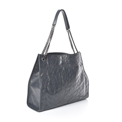 Saint Laurent Crinkled Calfskin Matelasse Monogram Niki Shopper Tote Dark Smog 3 of 10