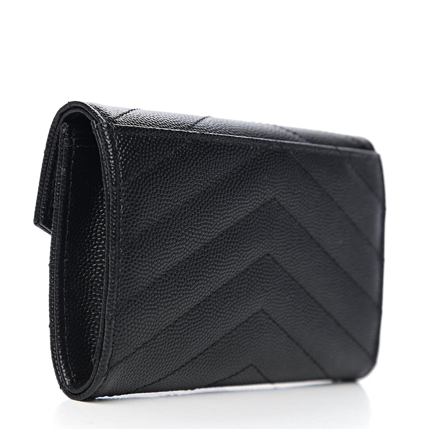 Grain De Poudre Matelasse Chevron Small Monogram Envelope Wallet Black