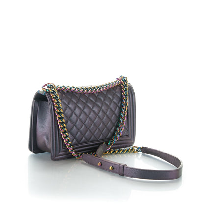 Chanel Iridescent Goatskin Quilted Medium Boy Flap Purple 3 of 9