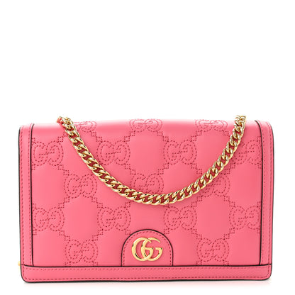 Gucci Calfskin GG Matelasse Chain Wallet Rhodamine Pink 1 of 10