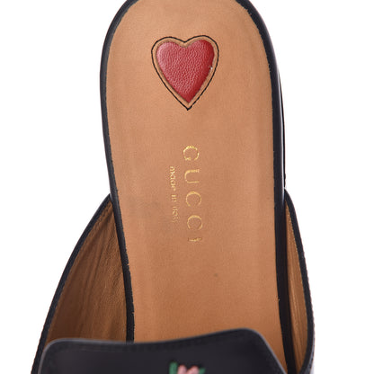 Gucci Calfskin Flower Embroidered Princetown Slippers 38.5 Black 8 of 9