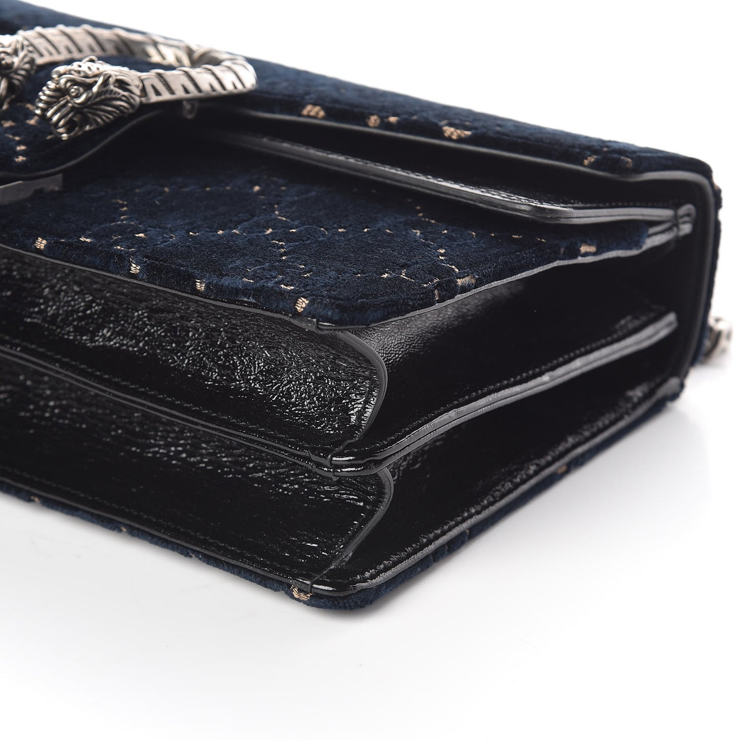 Velvet Skipper GG Monogram Small Dionysus Shoulder Bag Blue Beige Black