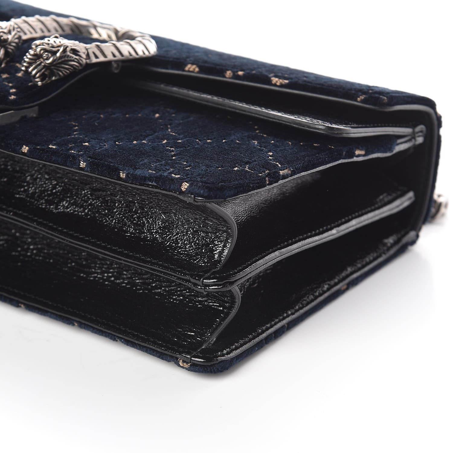 Gucci Velvet Skipper GG Monogram Small Dionysus Shoulder Bag Blue Beige Black 10 of 11