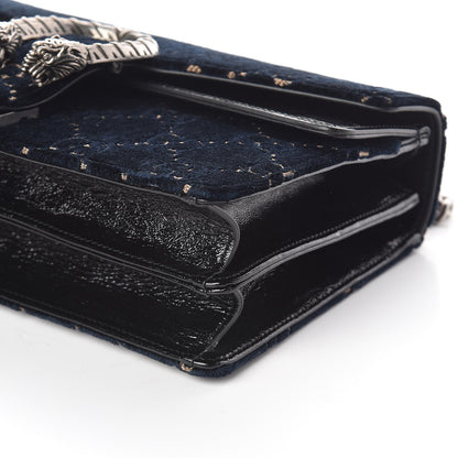 Gucci Velvet Skipper GG Monogram Small Dionysus Shoulder Bag Blue Beige Black 10 of 11