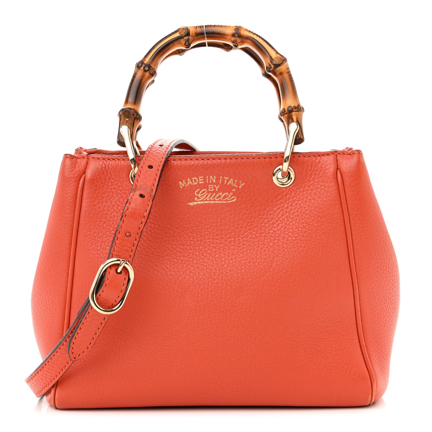 Gucci Calfskin Mini Bamboo Shopper Tote Dark Orange 1 of 15